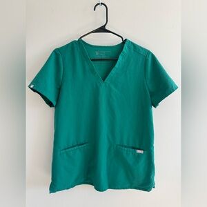 Figs Women's Teal green Short Sleeve V-Neck scrub top Small style# FW1100